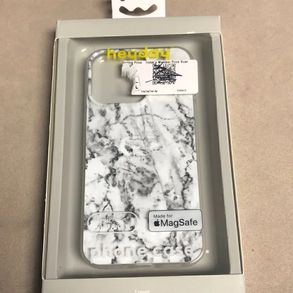 Heyday Phone Case for Apple iPhone 13 Pro with MagSafe - White Marble/Green Leaf